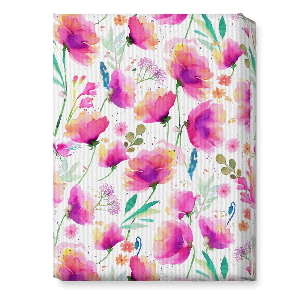 Abstract Poppies - Pink Wall Art, No Frame, Single piece, Canvas, 10x14, Pink