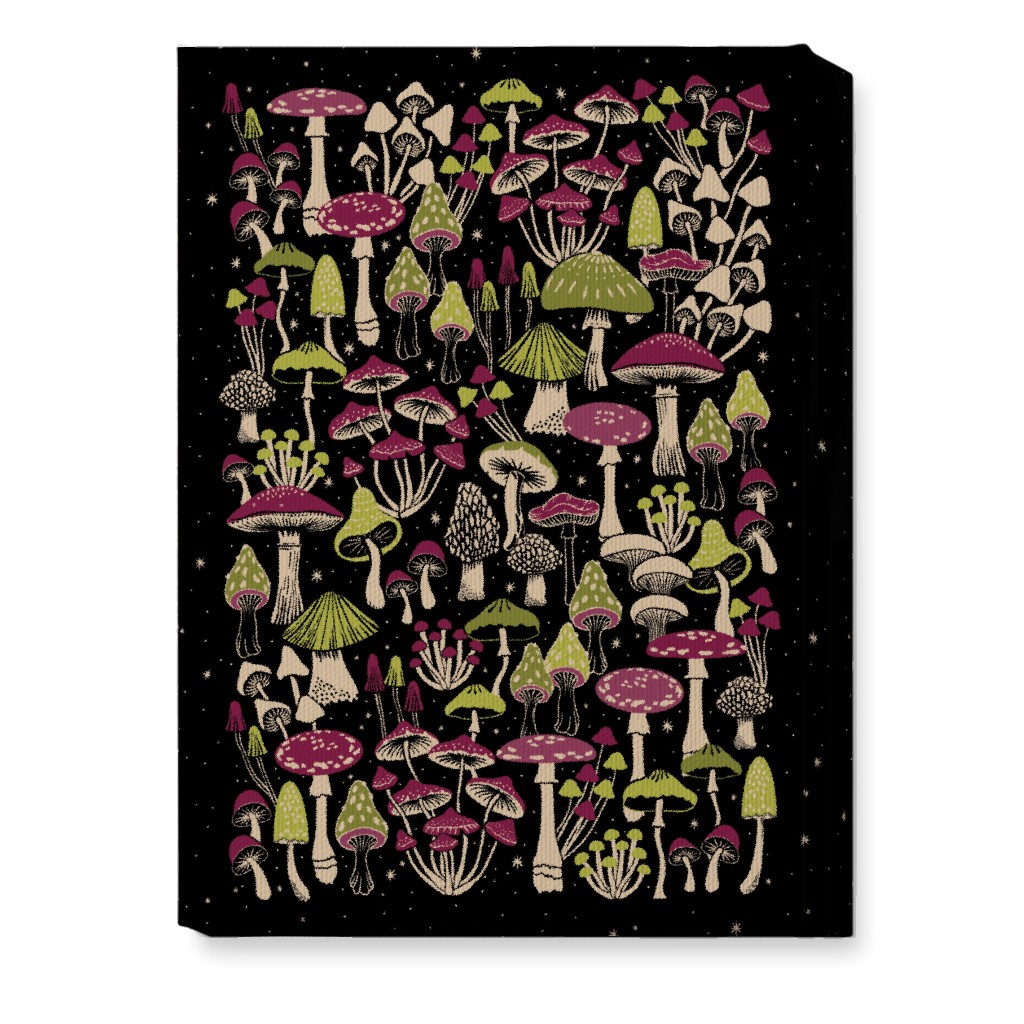 Mushrooms and Stars Wall Art, No Frame, Single piece, Canvas, 10x14, Multicolor