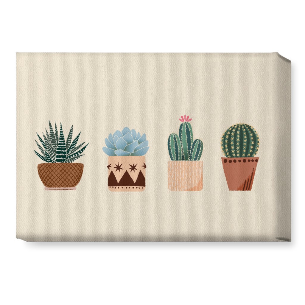 Cactus and Succulent Plants - Neutral Wall Art, No Frame, Single piece, Canvas, 10x14, Beige
