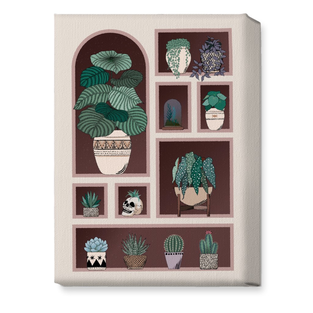 Neatly Arranged Indoor Plants - Neutral Wall Art, No Frame, Single piece, Canvas, 10x14, Multicolor