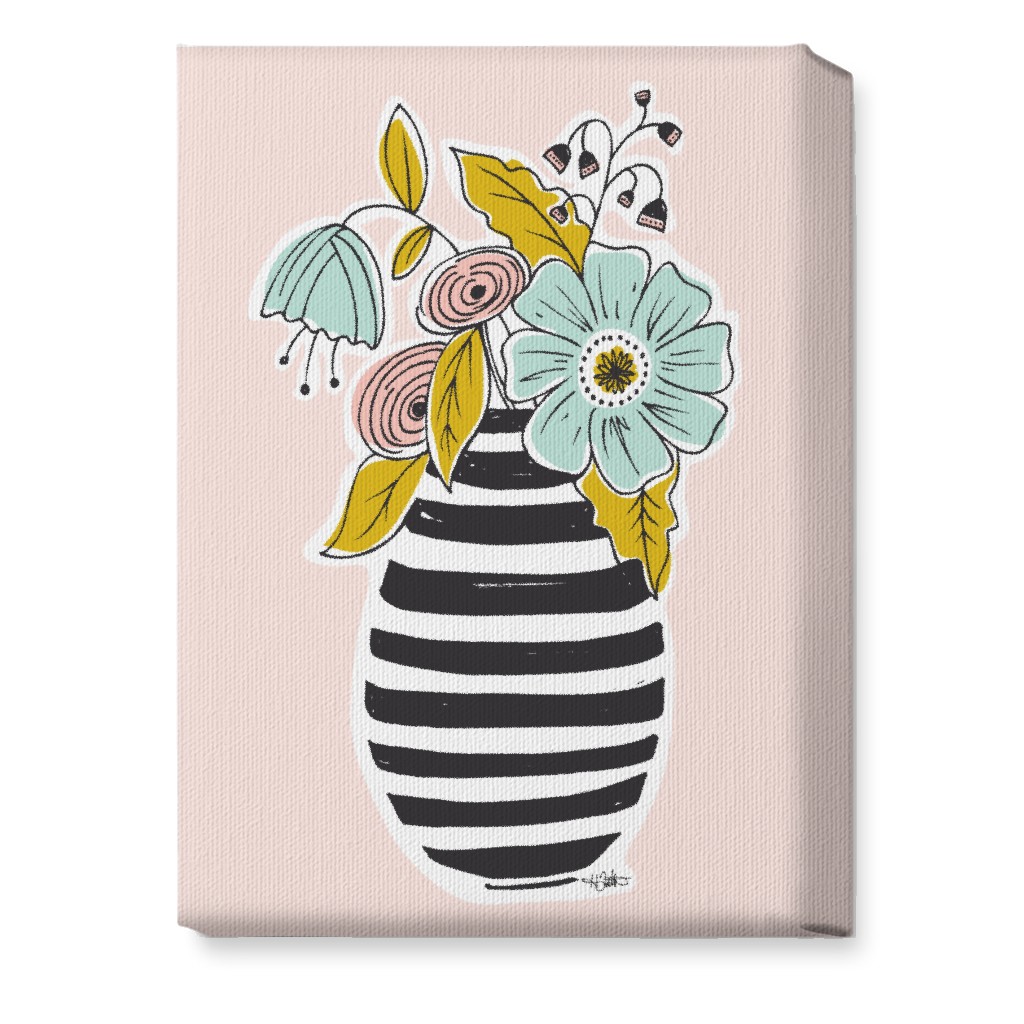 Summer Floral Vase Wall Art, No Frame, Single piece, Canvas, 10x14, Multicolor, Pearl