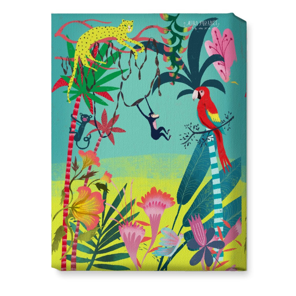 Jungle Animals & Botanical - Multi Wall Art, No Frame, Single piece, Canvas, 10x14, Multicolor