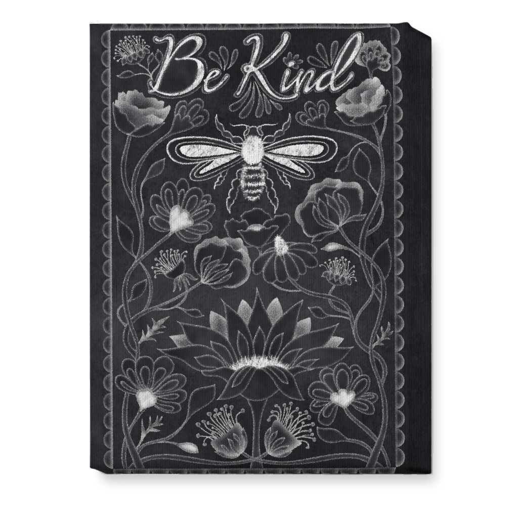 Be Kind Floral Wall Art, No Frame, Single piece, Canvas, 10x14, Black