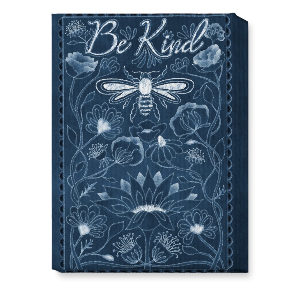 Be Kind Floral Wall Art, No Frame, Single piece, Canvas, 10x14, Blue, Seaweed