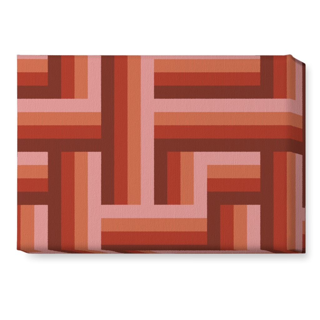 Retro Lattice - Mauve Multi Wall Art, No Frame, Single piece, Canvas, 10x14, Red