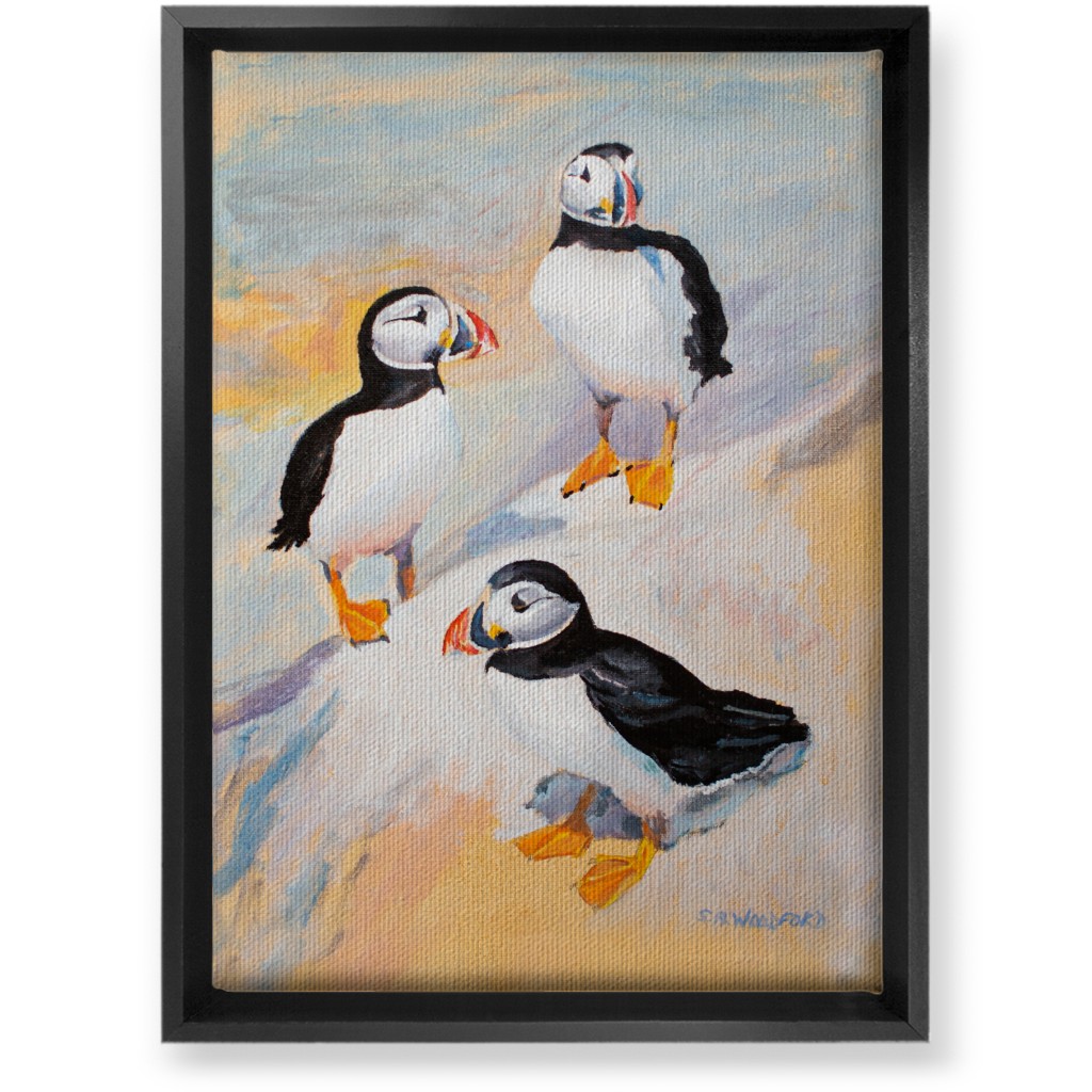 Puffins, Penguins - Multi Wall Art, Black, Single piece, Canvas, 10x14, Multicolor