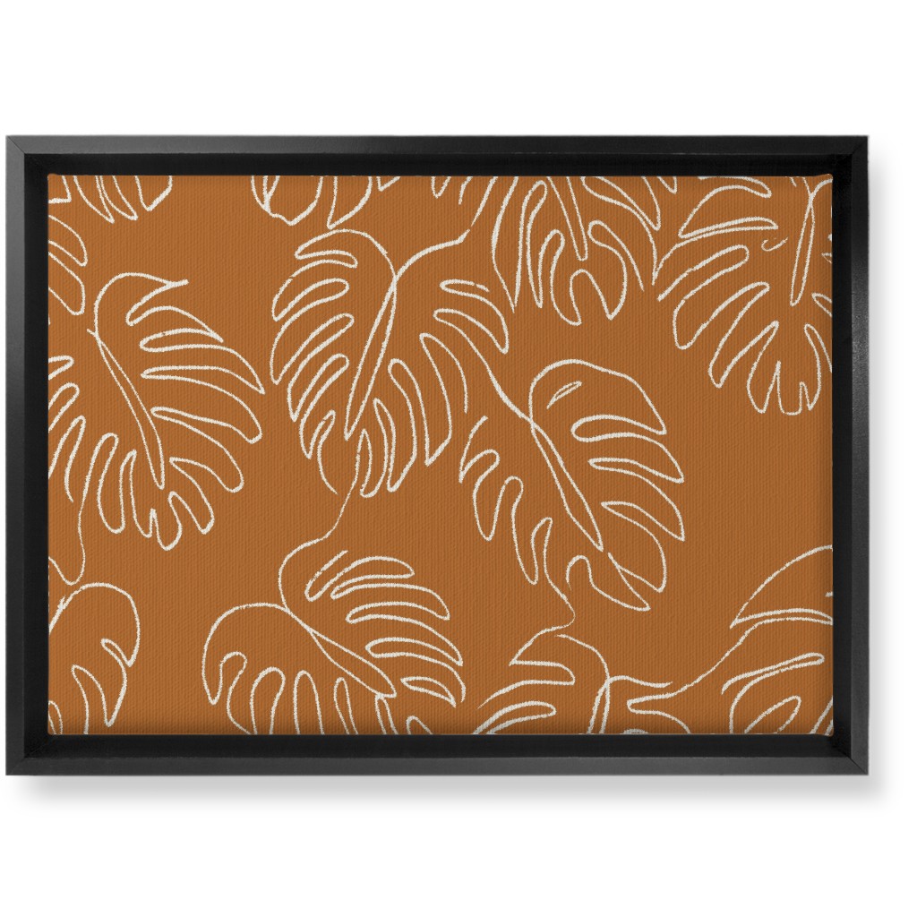 Monstera Line Art - Burnt Orange Wall Art, Black, Single piece, Canvas, 10x14, Orange