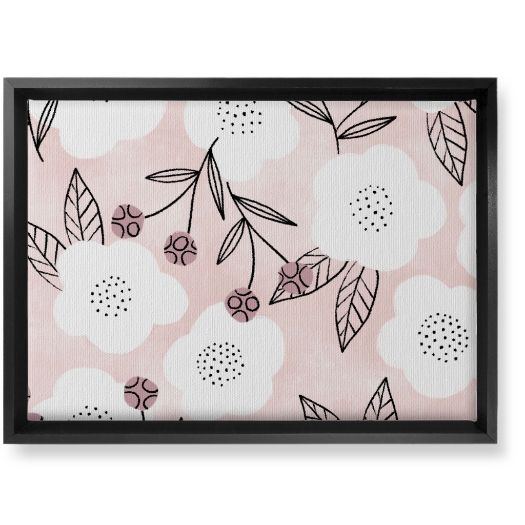 Arlene Floral - Pink Wall Art, Black, Single piece, Canvas, 10x14, Pink, Bright Pink