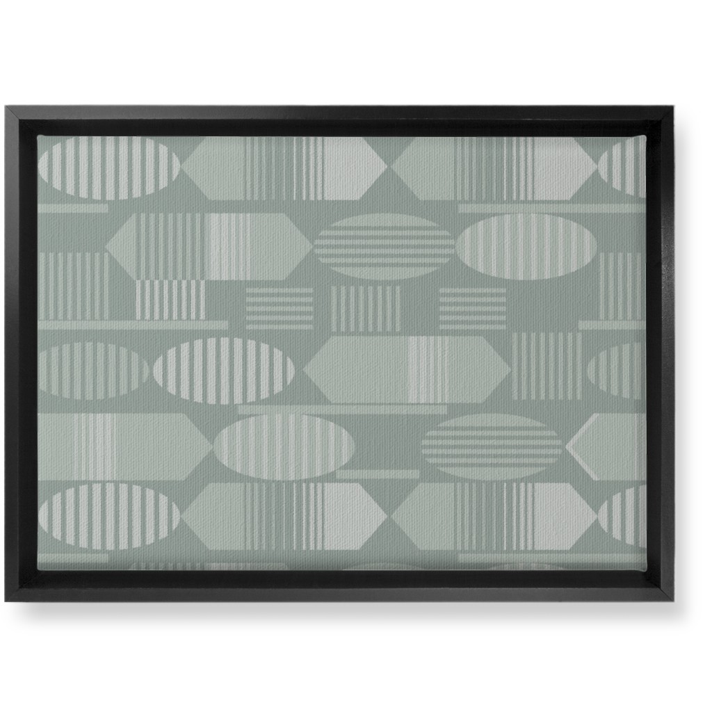 Ovals and Arrows - Neutral Sage Wall Art, Black, Single piece, Canvas, 10x14, Green, Classic Green