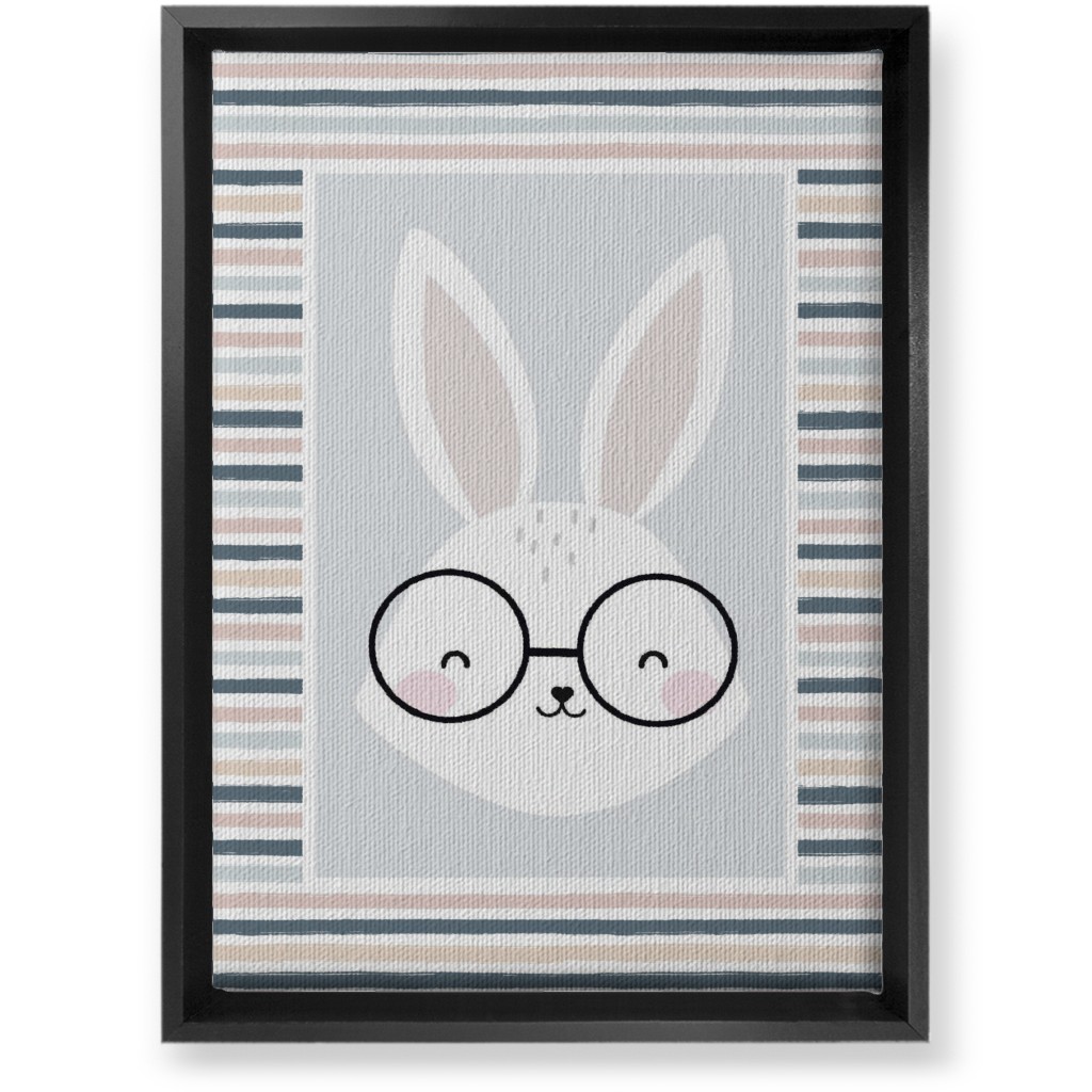 Spring Baby Boy Bunny - Neutral Soft Palette Wall Art, Black, Single piece, Canvas, 10x14, Blue
