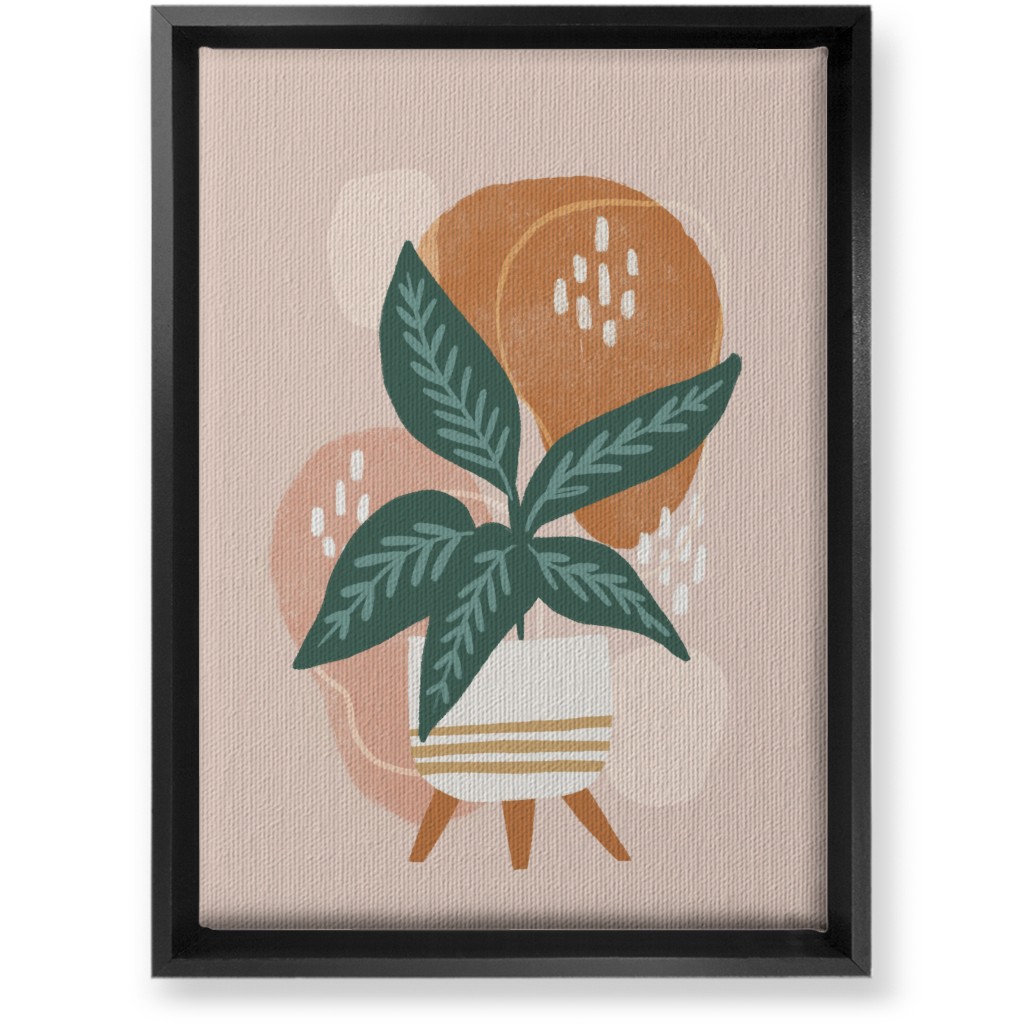 House Plant on Blush Wall Art, Black, Single piece, Canvas, 10x14, Pink, Bright Pink