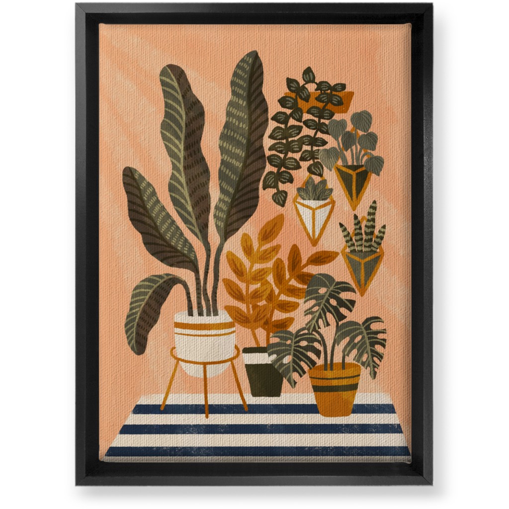 Cozy Home Jungle - Pink Wall Art, Black, Single piece, Canvas, 10x14, Pink, Bright Pink