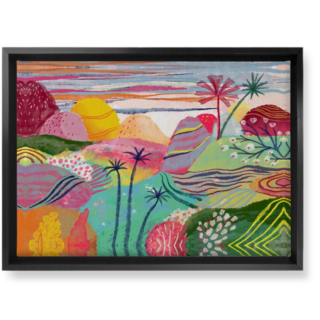 Abstract Dreamy Hills - Vibrant Wall Art, Black, Single piece, Canvas, 10x14, Multicolor