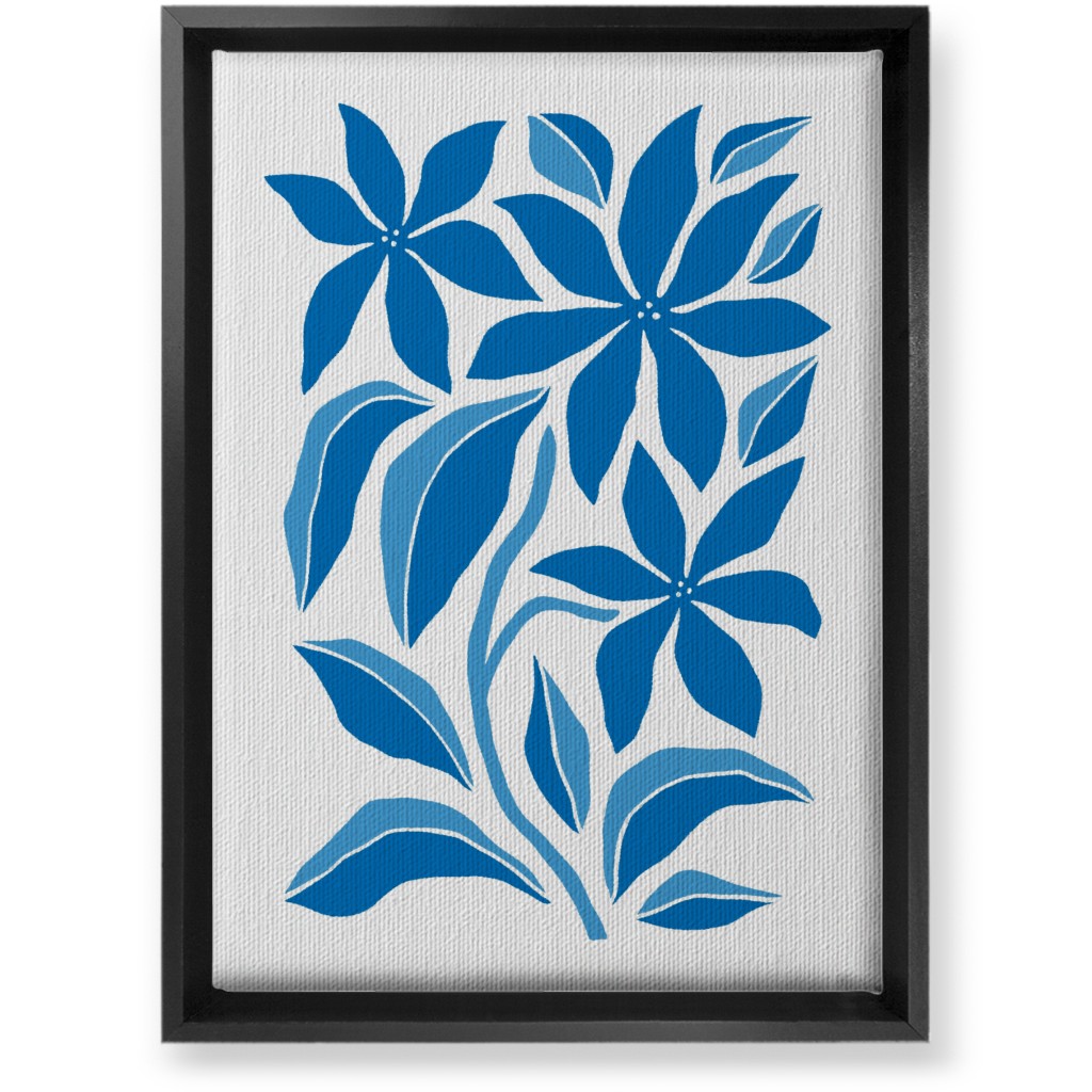 Minimalist Block Botanical Floral - Blue Wall Art, Black, Single piece, Canvas, 10x14, Blue