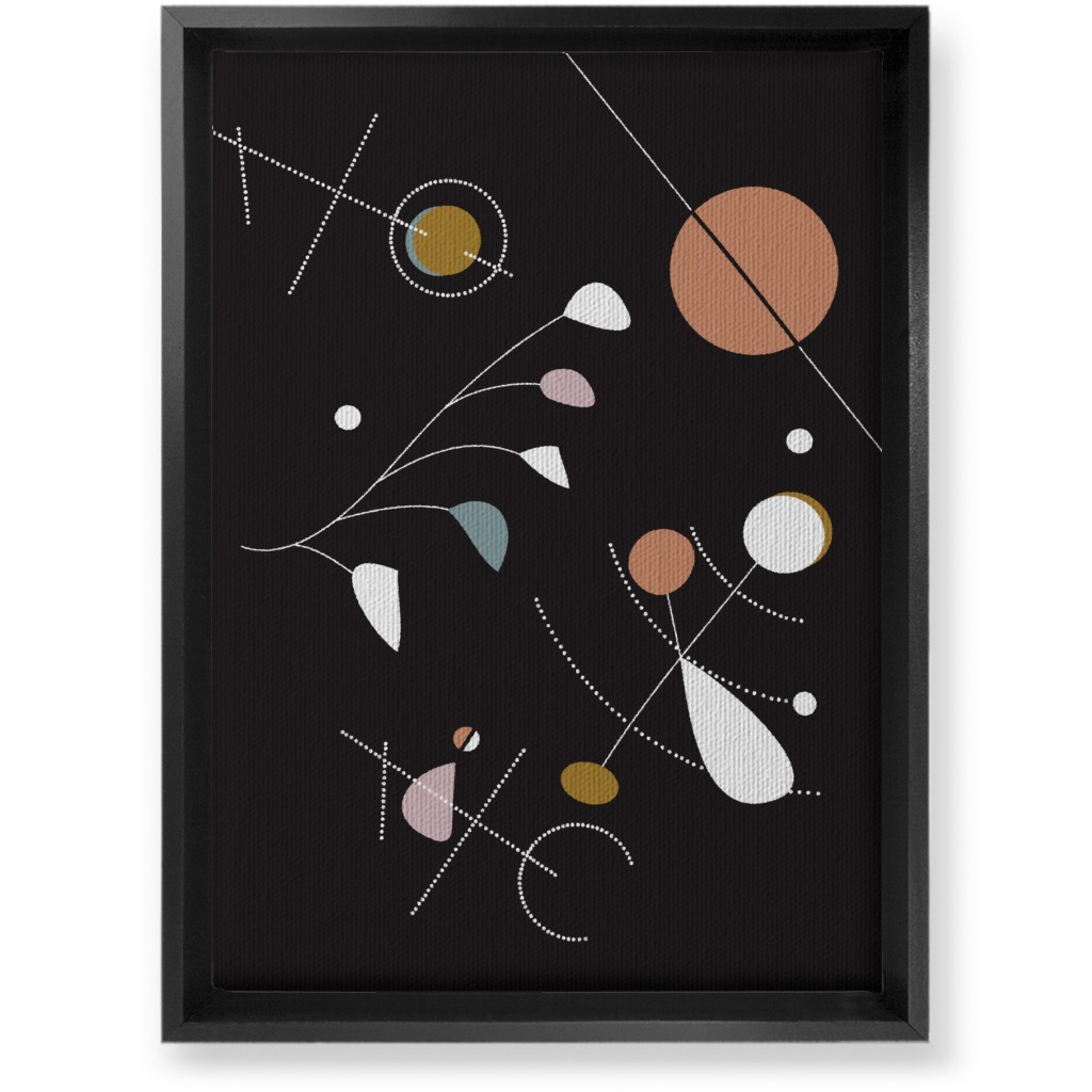 Mod Abstract Costmic Shapes - Multi on Black Wall Art, Black, Single piece, Canvas, 10x14, Multicolor