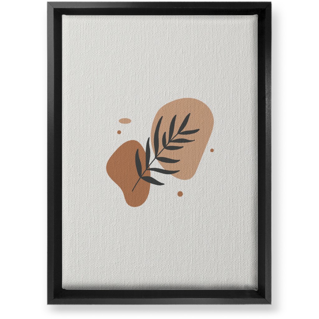 Shapes and Fern Leaf Wall Art, Black, Single piece, Canvas, 10x14, Orange