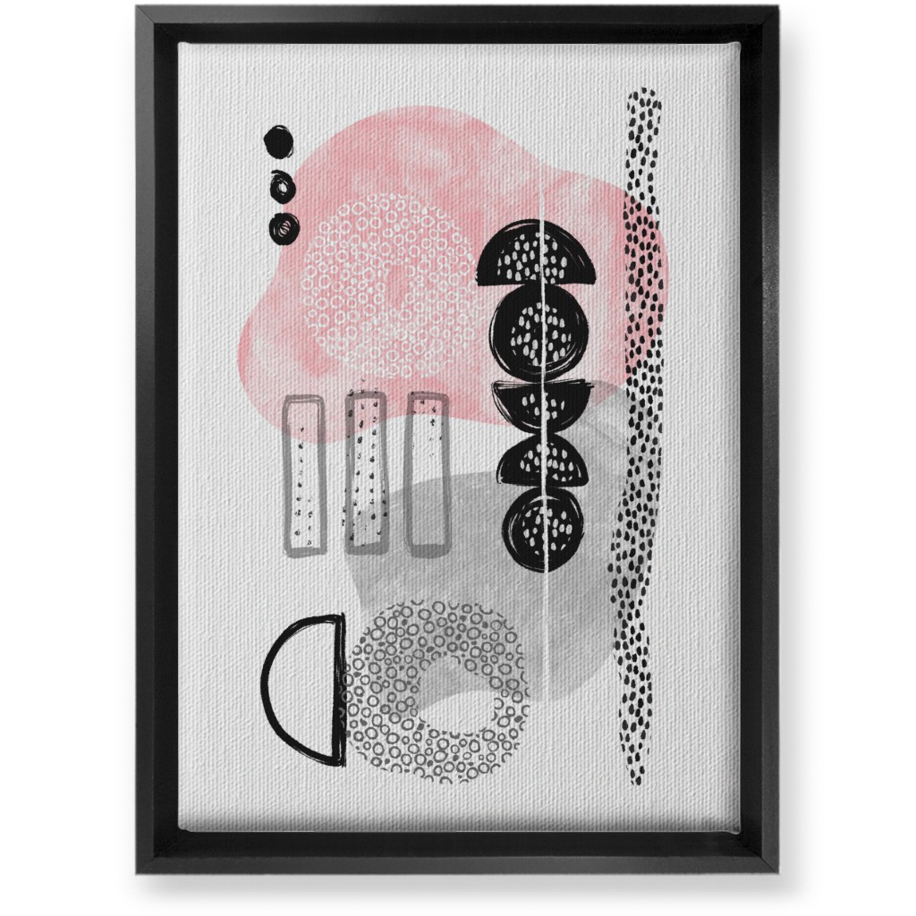Feminene Abstract - Gray and Pink Wall Art, Black, Single piece, Canvas, 10x14, Pink