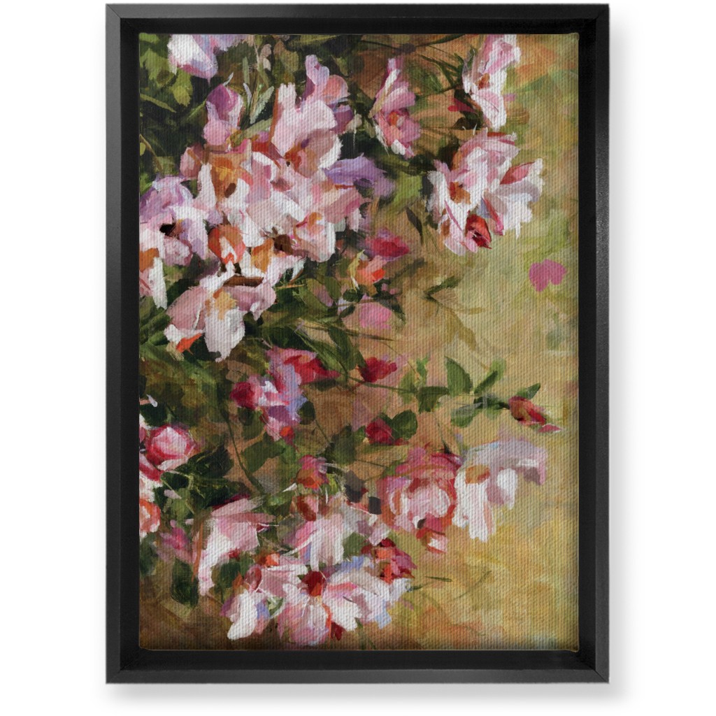 Wild Roses Painting - Pink Wall Art, Black, Single piece, Canvas, 10x14, Pink