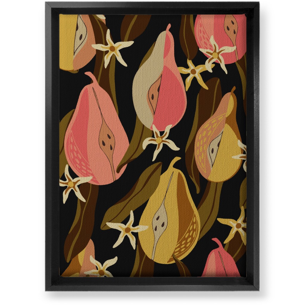 Minimal Pears Portrait - Multi Wall Art, Black, Single piece, Canvas, 10x14, Pink