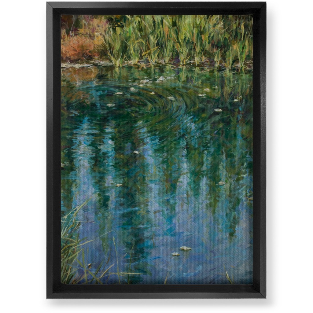 October Reflections Painting Wall Art, Black, Single piece, Canvas, 10x14, Green