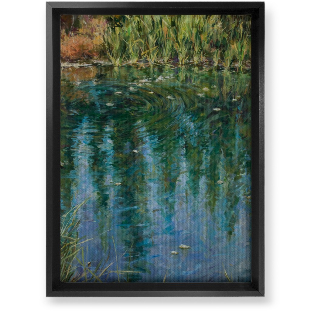 October Reflections Painting Wall Art, Black, Single piece, Canvas, 10x14, Green, Classic Green