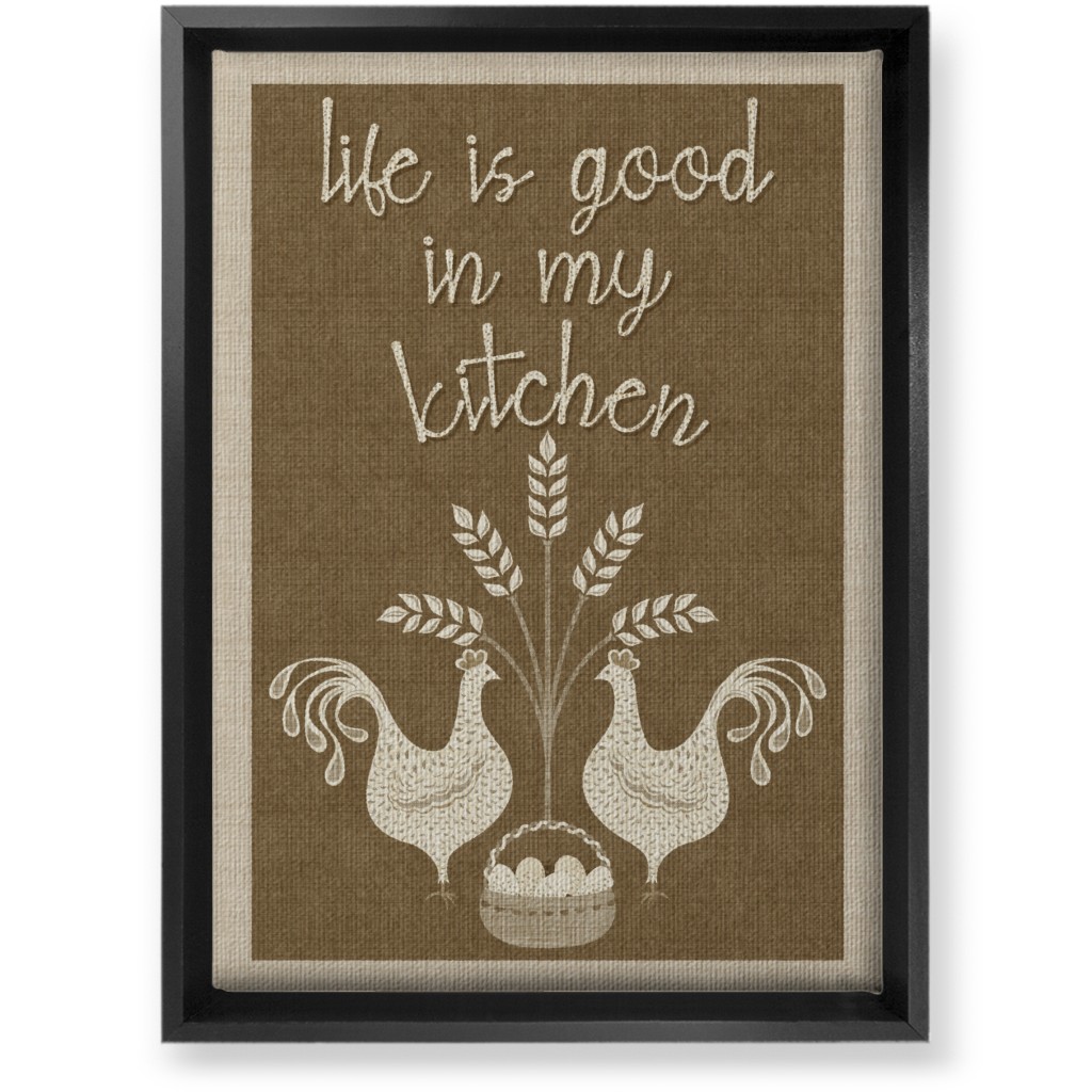 in My Kitchen Vintage Chickens - Brown Wall Art, Black, Single piece, Canvas, 10x14, Brown