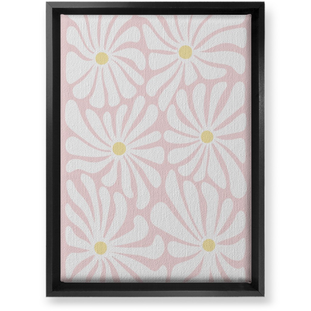 Retro Daisies Wall Art, Black, Single piece, Canvas, 10x14, Pink, Pearl