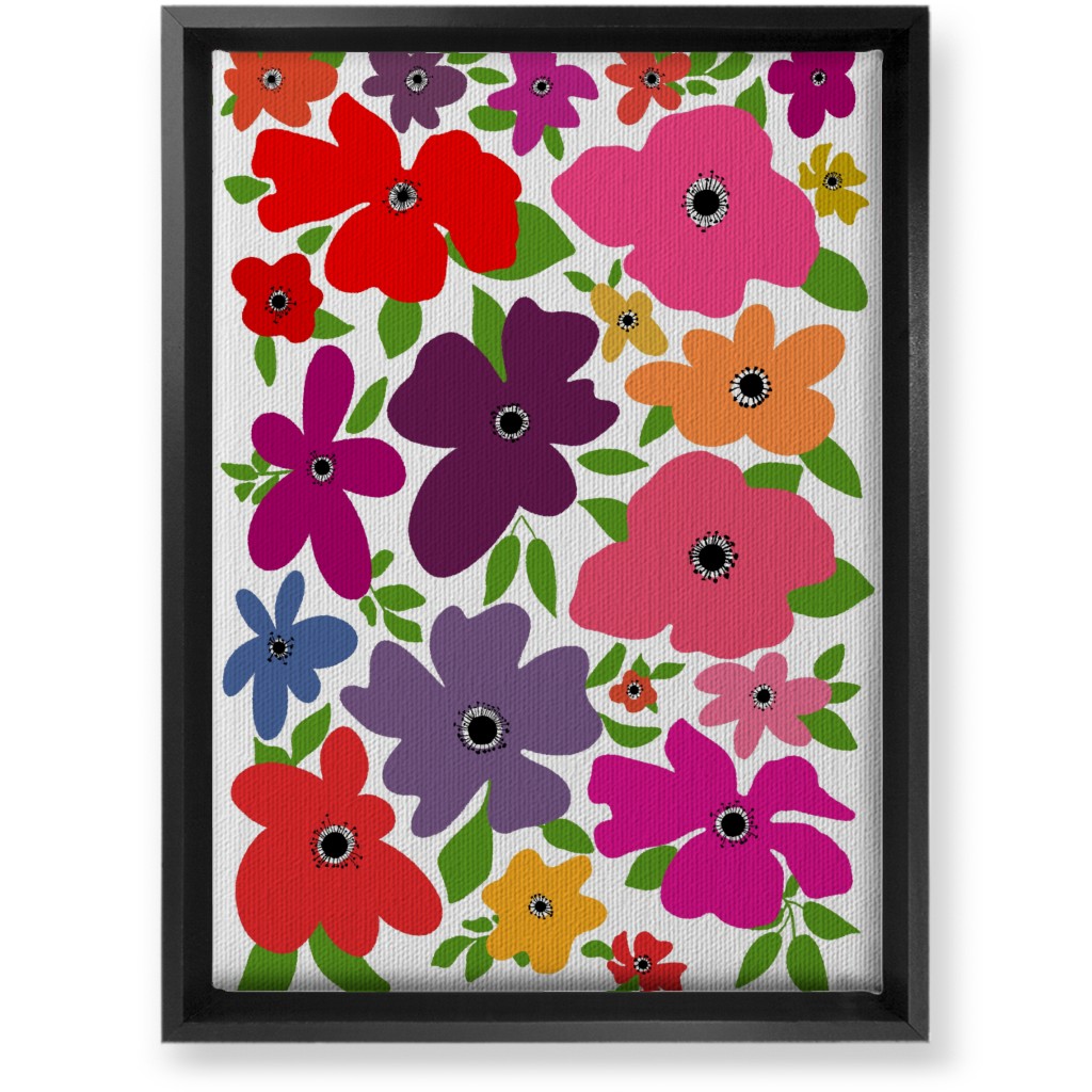 Floral Palooza - Multi Wall Art, Black, Single piece, Canvas, 10x14, Multicolor