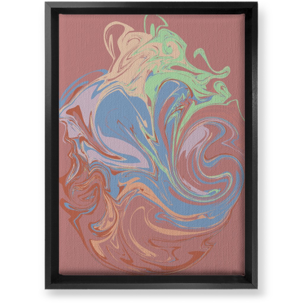Abstract Marble Smoke Swirl - Multi on Pink Wall Art, Black, Single piece, Canvas, 10x14, Multicolor