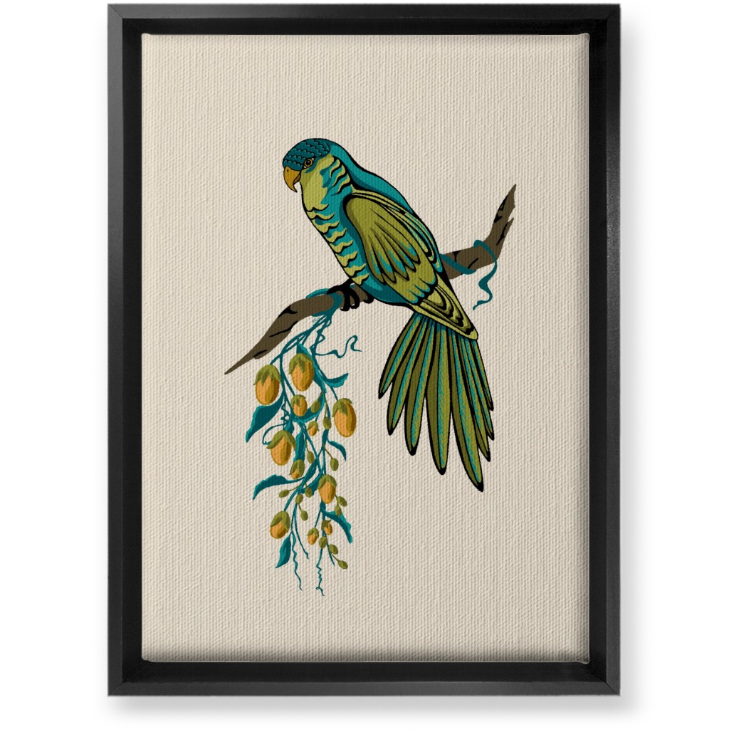 Bird Perched on Branch - Multi Wall Art, Black, Single piece, Canvas, 10x14, Beige, Pearl