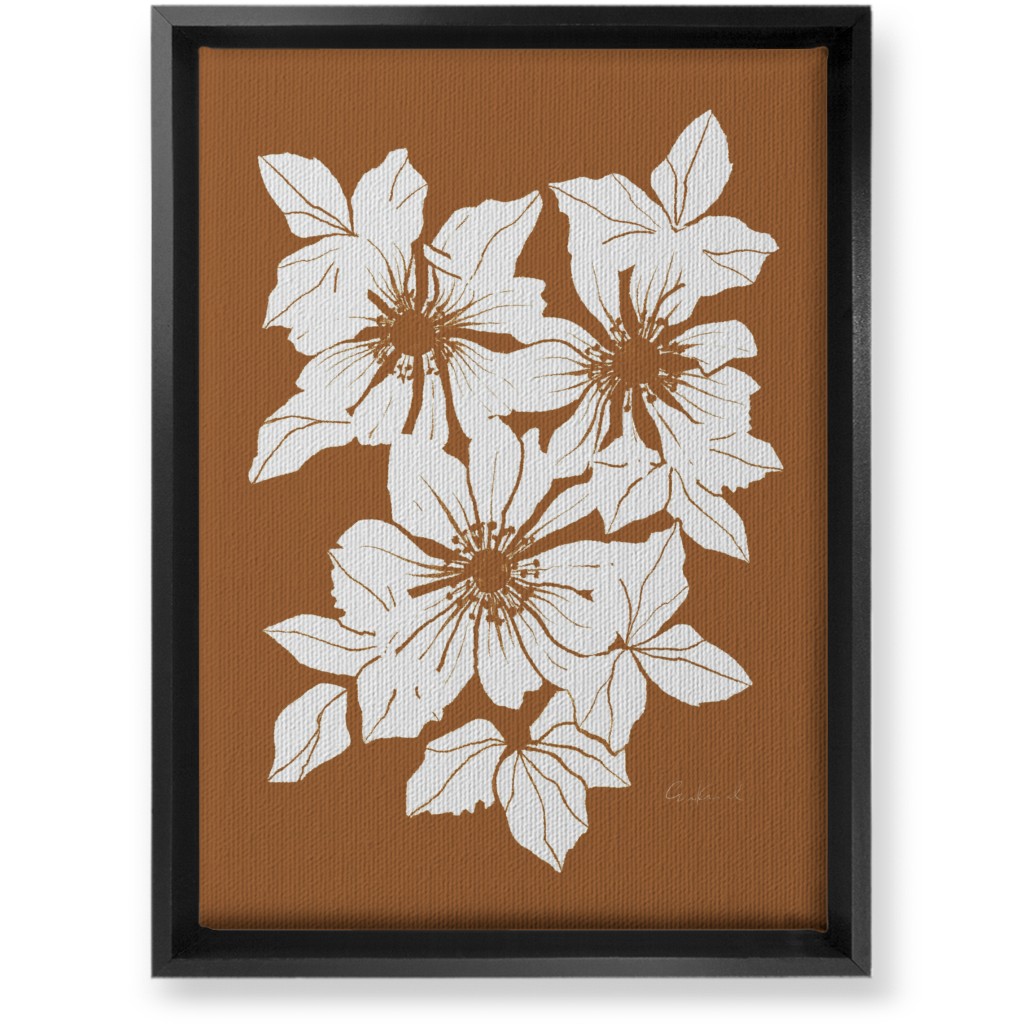 Botanical Big Anemones Wall Art, Black, Single piece, Canvas, 10x14, Orange, Earth