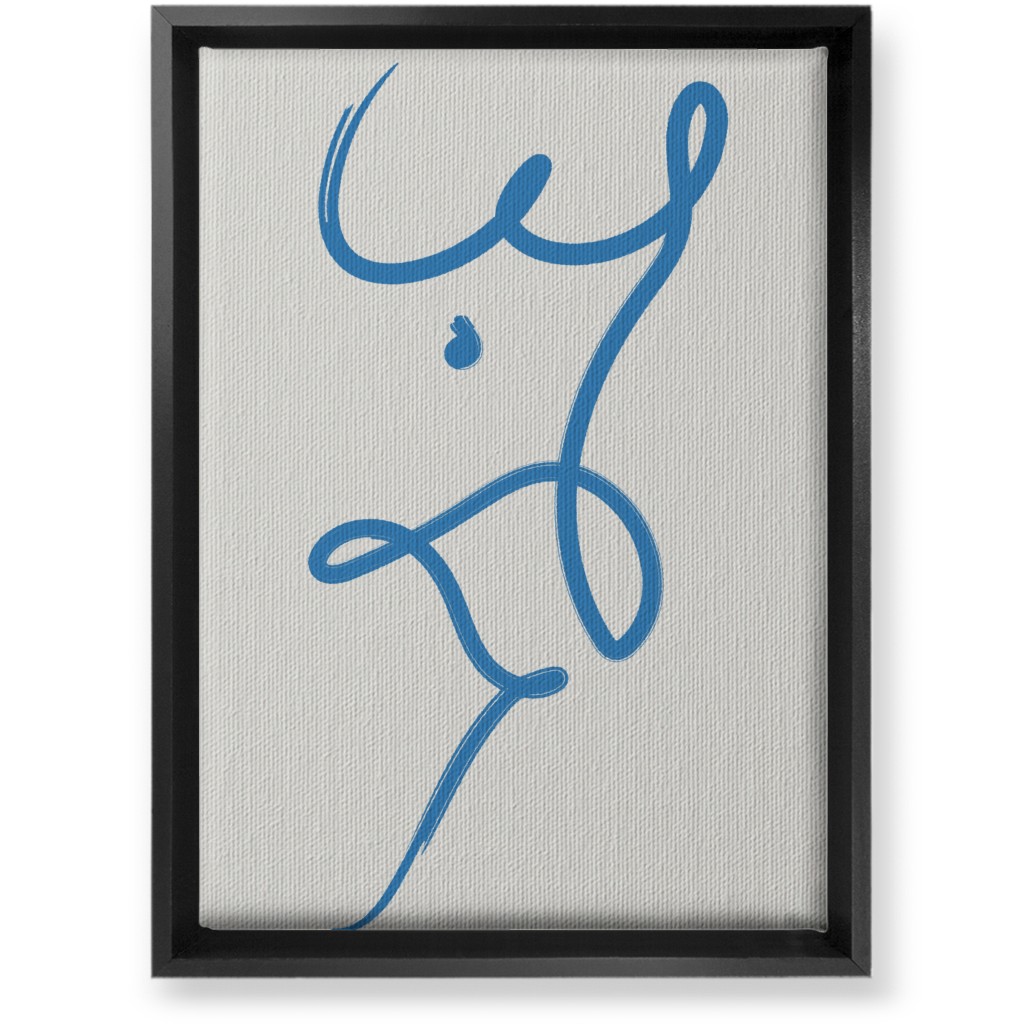 Minimalist Female Torso Line - Blue Wall Art, Black, Single piece, Canvas, 10x14, Blue, True Blue
