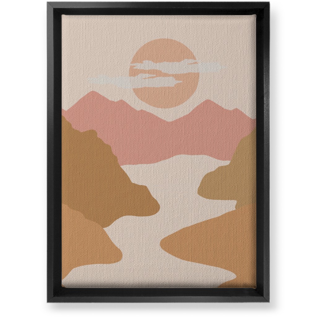 Abstract Valley Landscape - Neutral Wall Art, Black, Single piece, Canvas, 10x14, Orange