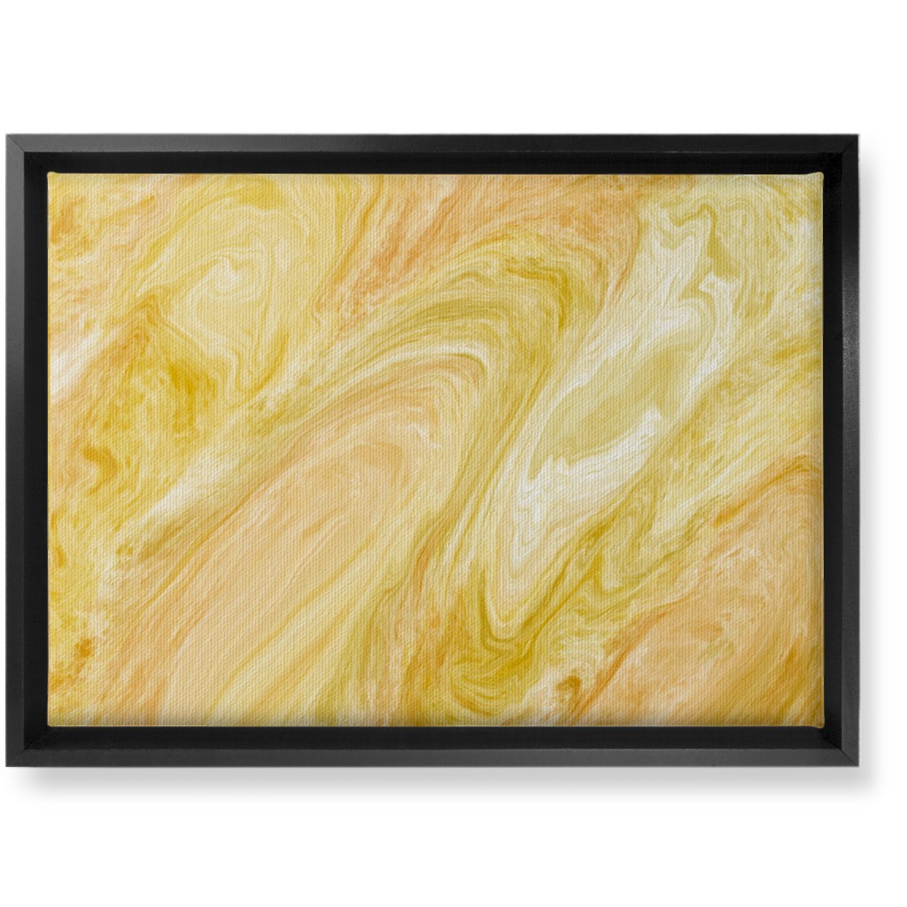 Abstract Acrylic Pour - Yellow Wall Art, Black, Single piece, Canvas, 10x14, Yellow
