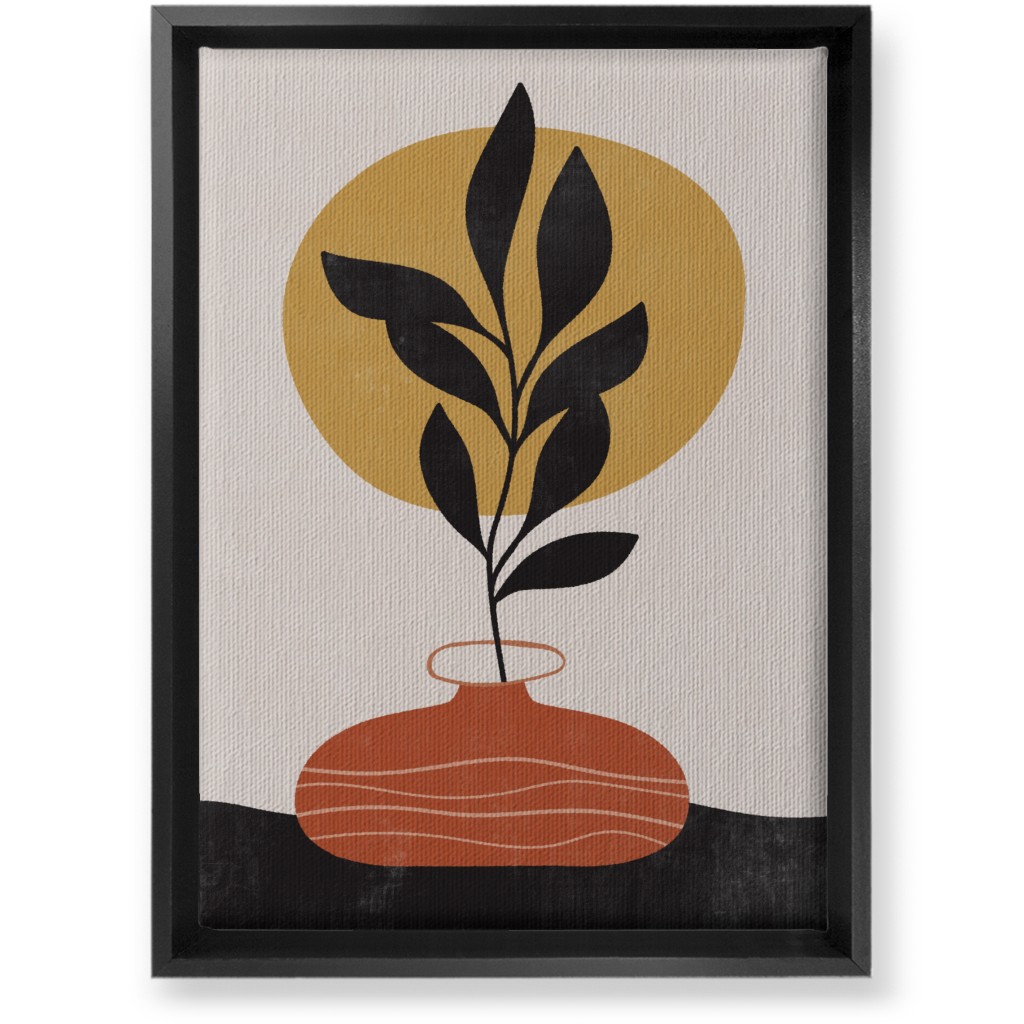 Earthen Vase - Terracotta Wall Art, Black, Single piece, Canvas, 10x14, Orange, Orange
