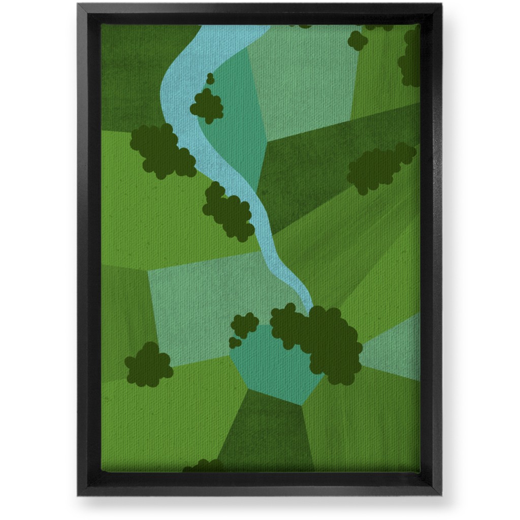 Patchwork Lands - Green Wall Art, Black, Single piece, Canvas, 10x14, Green, Classic Green