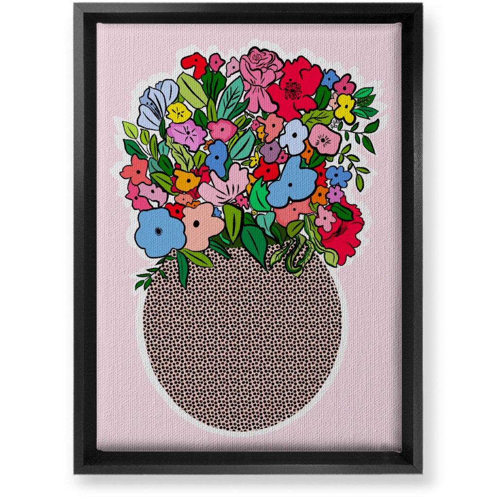 Pretty Happy - Multi on Pink Wall Art, Black, Single piece, Canvas, 10x14, Pink