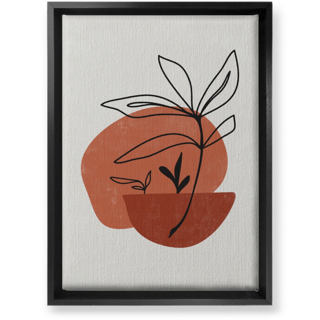 Abstract Leaf Sketch - Terracotta and Ivory Wall Art, Black, Single piece, Canvas, 10x14, Brown