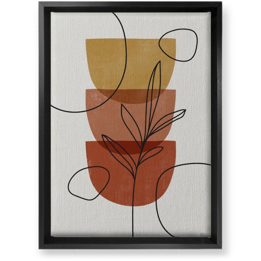 Abstract Leaf Stack - Terracotta and Ivory Wall Art, Black, Single piece, Canvas, 10x14, Brown, Brown