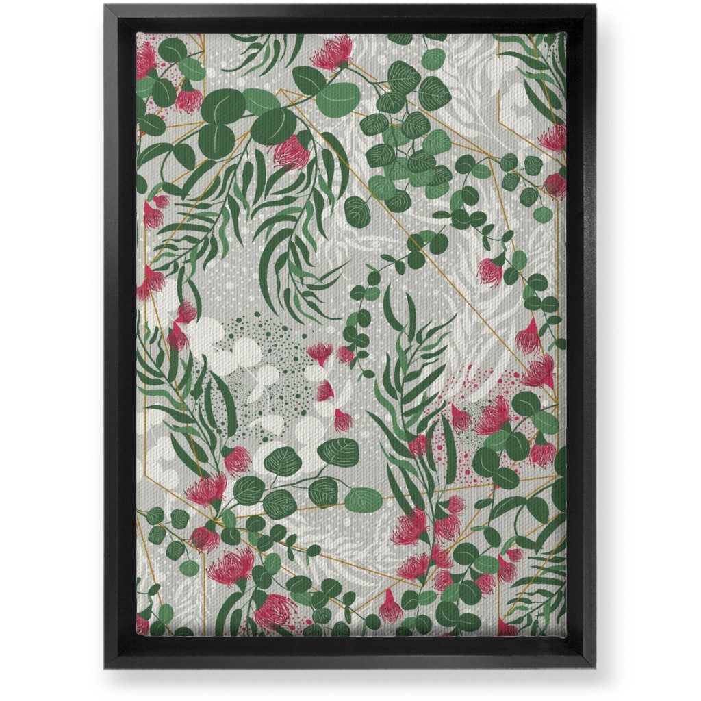 Eucalyptus - Green on Beige Wall Art, Black, Single piece, Canvas, 10x14, Green, Classic Green