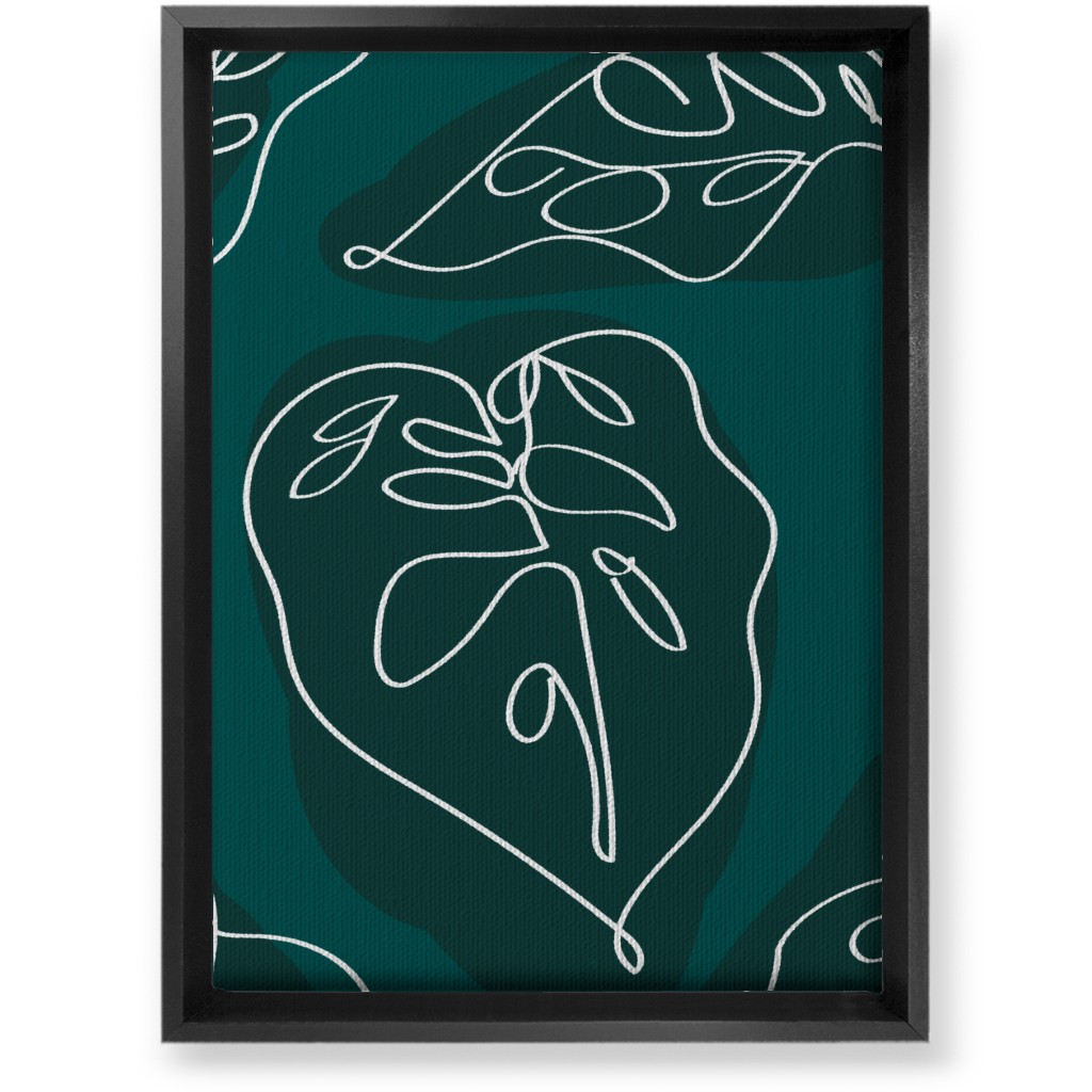 Minimalist Modern Line Art Monstera - Green Wall Art, Black, Single piece, Canvas, 10x14, Green, Classic Green
