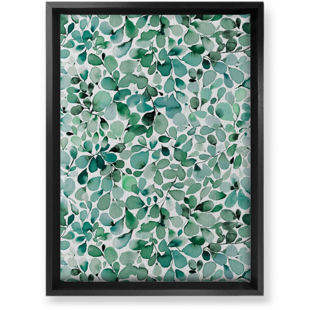 Little Leaves Eucalyptus Foliage - Green Wall Art, Black, Single piece, Canvas, 10x14, Green
