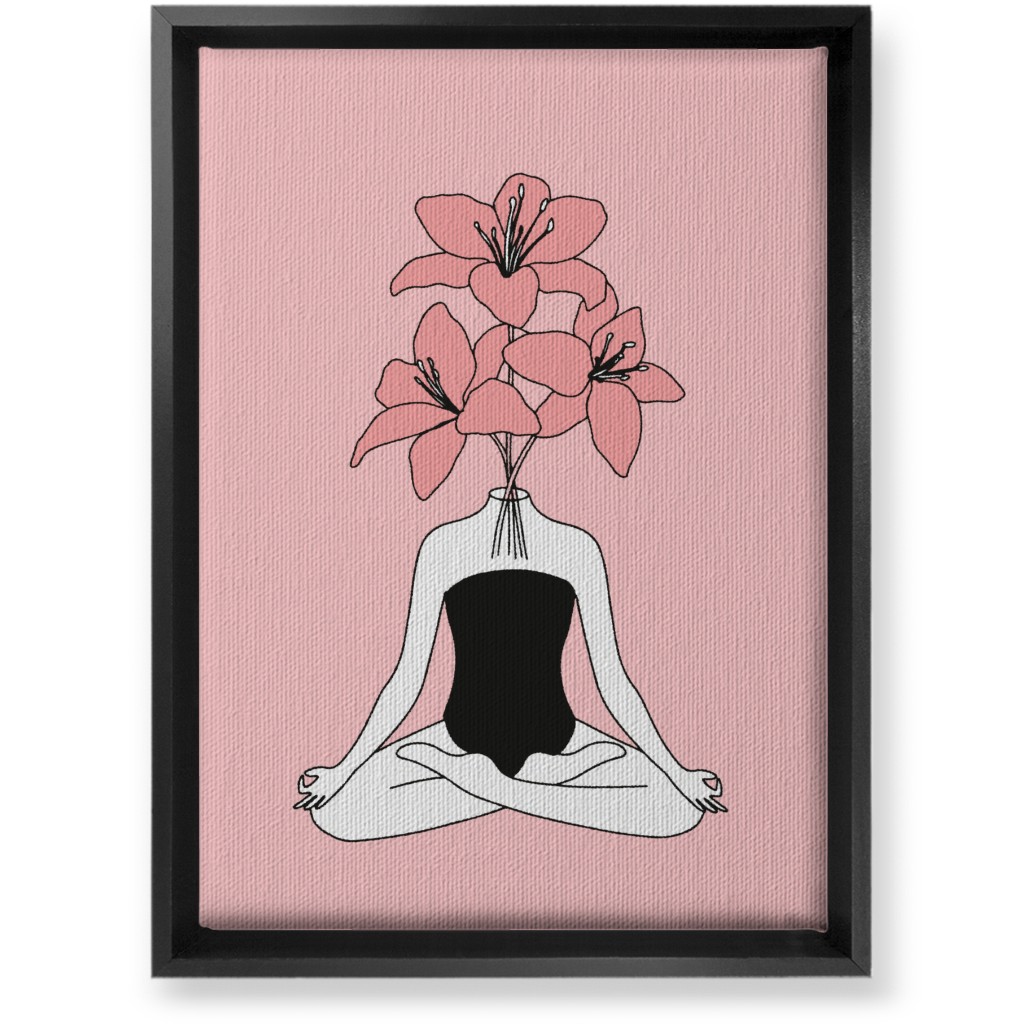 Feminine Yoga - Pink Wall Art, Black, Single piece, Canvas, 10x14, Pink, Bright Pink