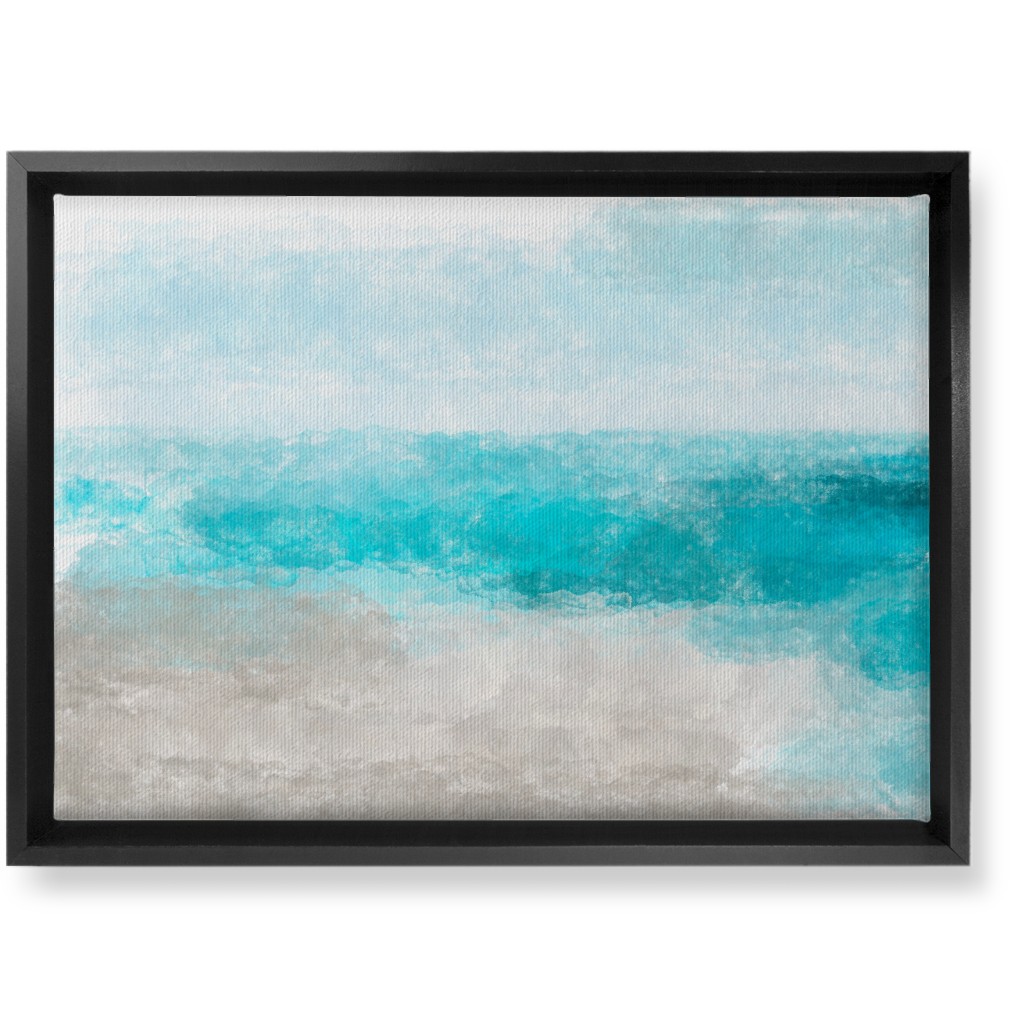 Beach Painting - Blue and Tan Wall Art, Black, Single piece, Canvas, 10x14, Blue