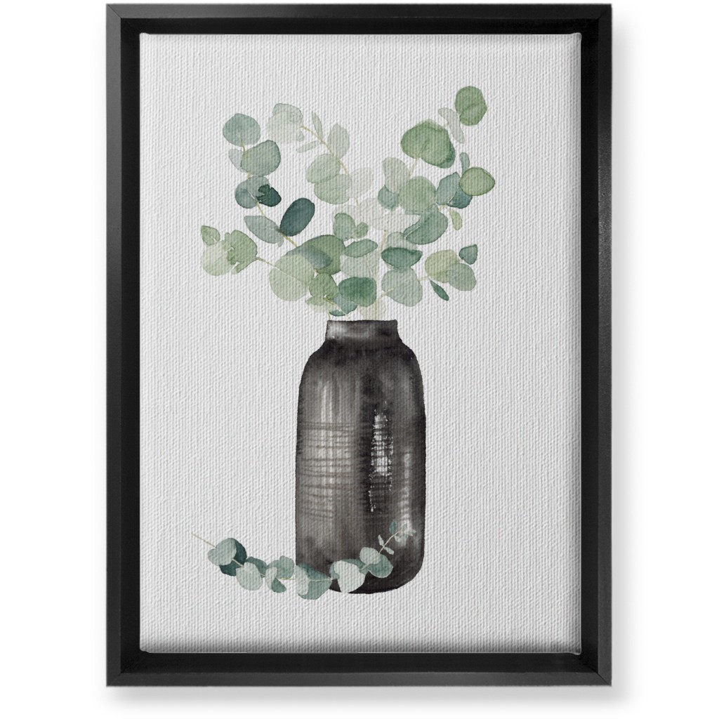 Eucalyptus in a Vase - Green Wall Art, Black, Single piece, Canvas, 10x14, Green, Classic Green