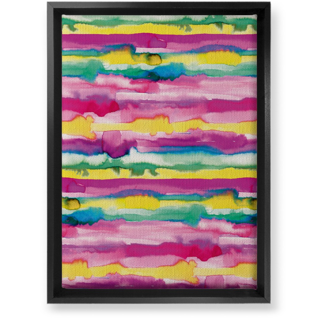 Gradient Watercolor Stripes - Multi Wall Art, Black, Single piece, Canvas, 10x14, Multicolor