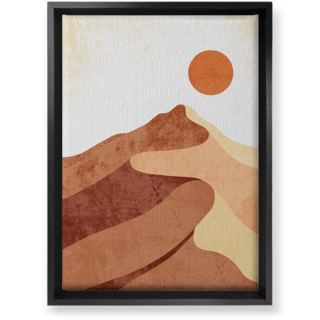 Desert Landscape - Earthy Warm Tones Wall Art, Black, Single piece, Canvas, 10x14, Orange