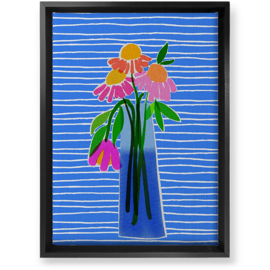 Santorini - Blue Wall Art, Black, Single piece, Canvas, 10x14, Blue, True Blue