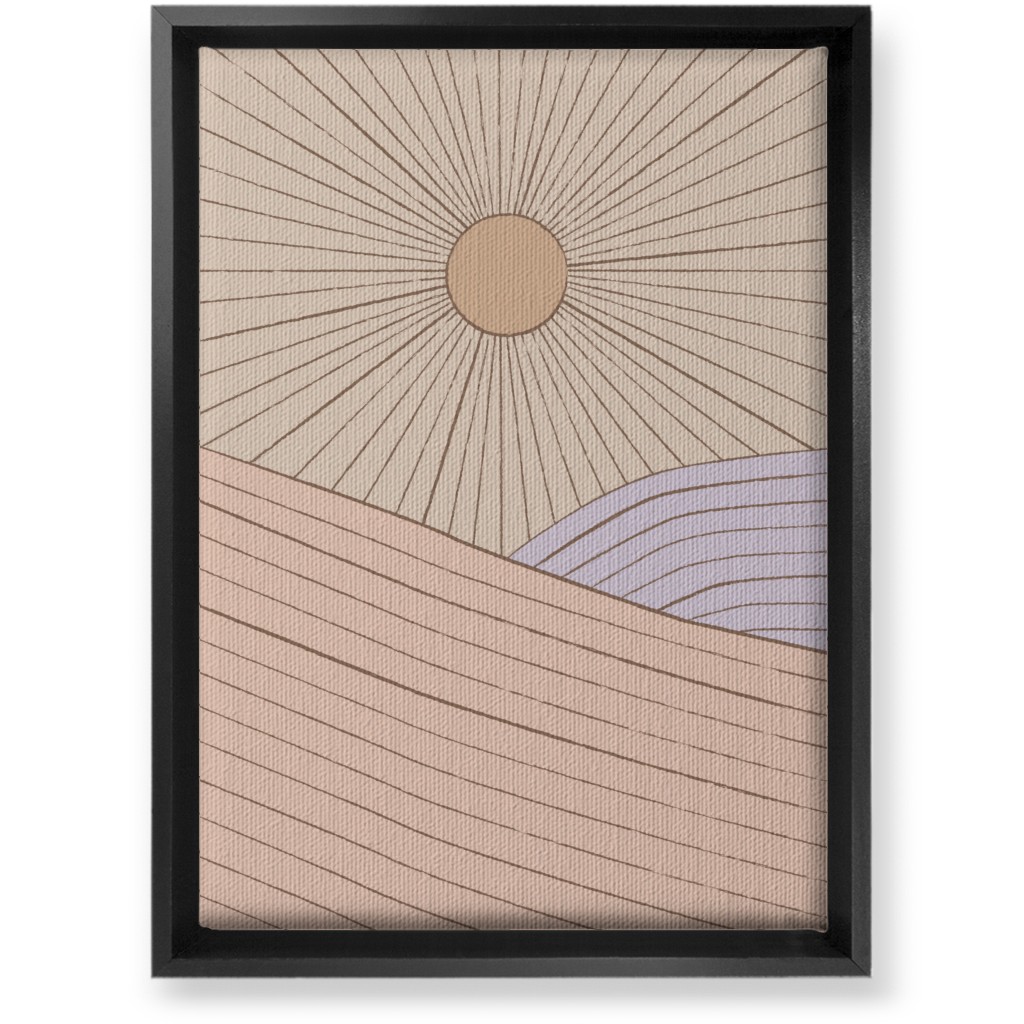 Sun in the Landscape - Pink Wall Art, Black, Single piece, Canvas, 10x14, Pink, Bright Pink