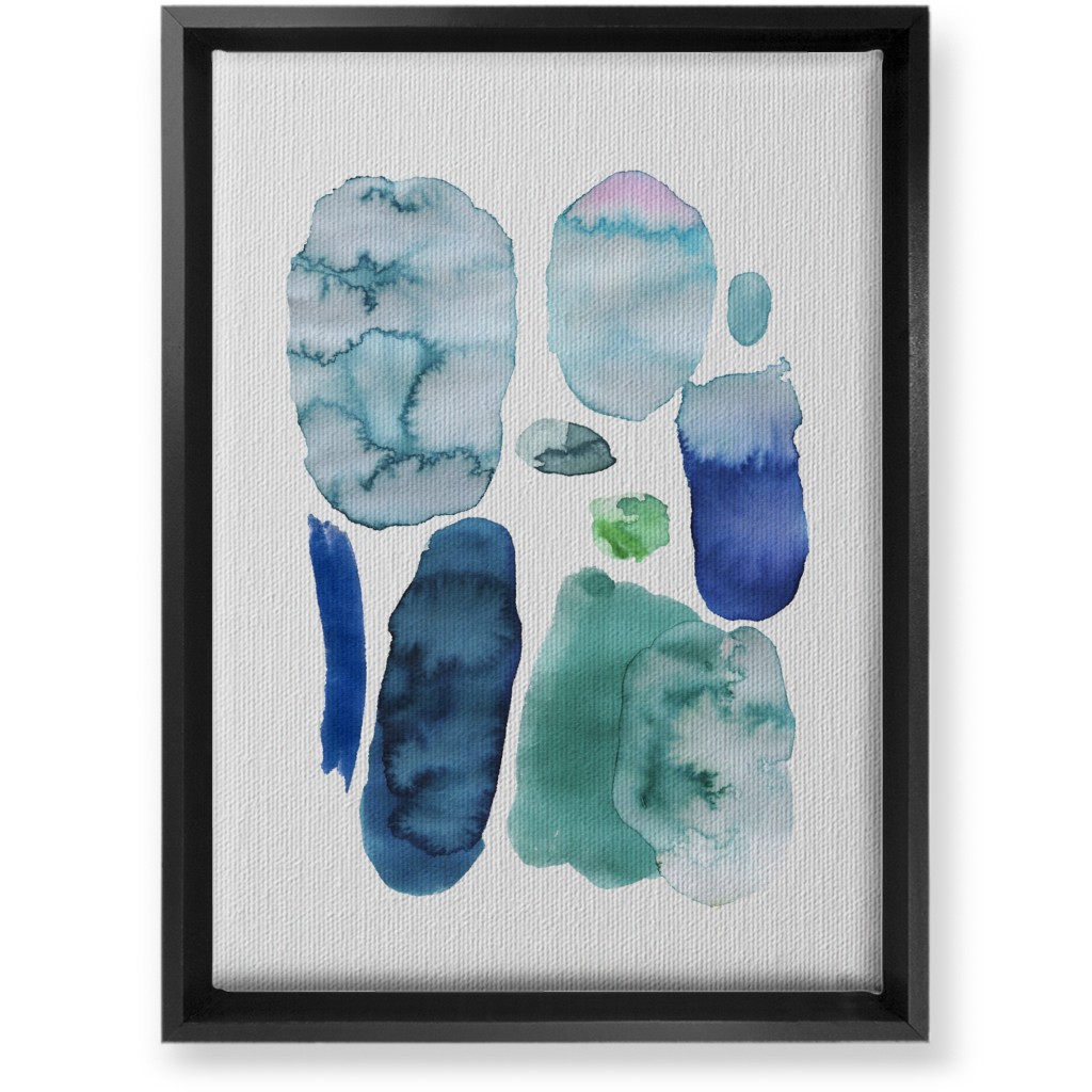 Watercolor Abstract Scandi - Blue and Green Wall Art, Black, Single piece, Canvas, 10x14, Blue, True Blue